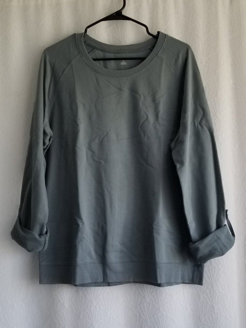 Lands End Sweatshirt Roll Tab Sleeves Large